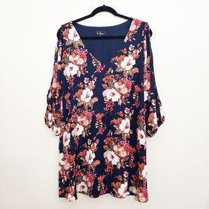 Lulu's floral open sleeve V-neck shifting dress